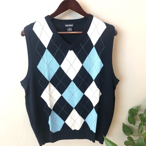 blue Ocean Other - BLUE OCEAN Men’s argyle navy blue sweater Vest size XL, Vneck.